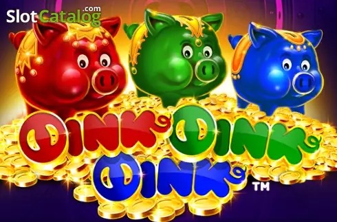 Pantalla de la tragamonedas Oink Oink Oink! de Rarestone Gaming, con cerditos, bóvedas y símbolos de dinero sobre los rodillos