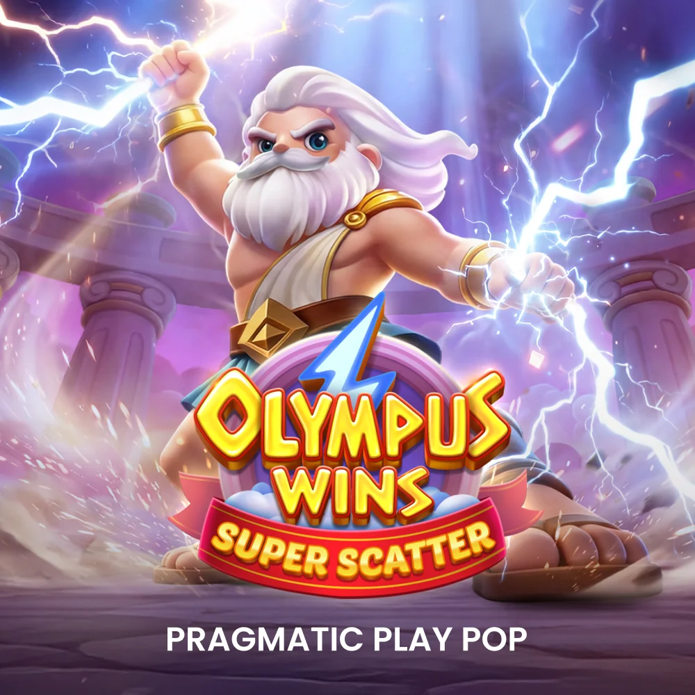 Pantalla de la tragamonedas Olympus Wins de Pragmatic Play, con Zeus, símbolos dorados y la cuadrícula irregular del Monte Olimpo