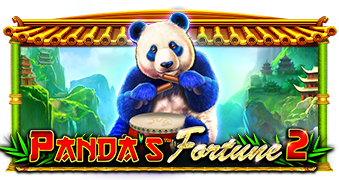 Arte oficial de la tragamonedas Panda Fortune 2 de Pragmatic Play, con panda en bosque de bambú
