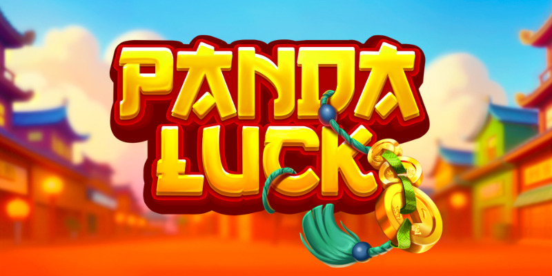 Panda sonriente sobre símbolos asiáticos en la tragamonedas Panda Luck