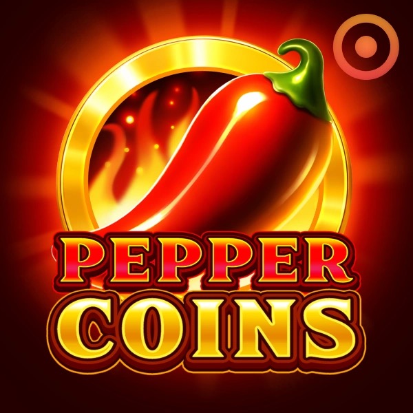 Cuadrícula 3x3 de la tragamonedas Pepper Coins de Onlyplay con chiles brillantes, frutas y monedas doradas