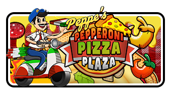 Pantalla de la tragamonedas Peppe's Pepperoni Pizza Plaza de Pragmatic Play, con una cuadrícula en formato de rebanada de pizza y símbolos de ingredientes