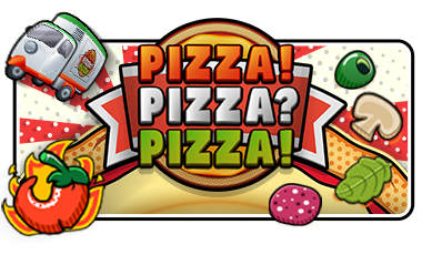 Arte oficial de la tragamonedas PIZZA PIZZA PIZZA de Pragmatic Play, mostrando una pizza gigante y al personaje Pizza Boy sobre la cuadrícula en forma de rebanada