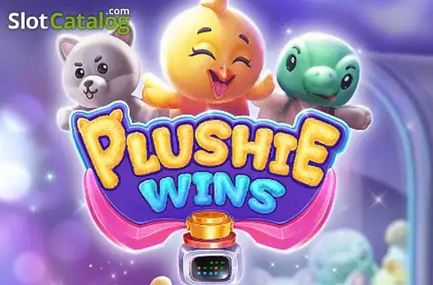 Garra de arcade sobre un montón de peluches de pollito, tortuga y perrito en Plushie Wins