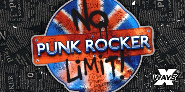 Arte oficial de la tragamonedas Punk Rocker de Nolimit City, con grafiti punk londinense de los años setenta