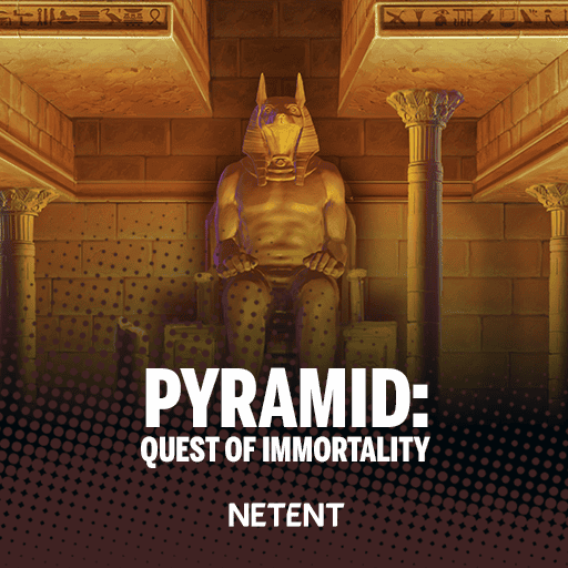 Pantalla del juego Pyramid: Quest for Immortality de NetEnt con pirámides egipcias y símbolos de escarabajos dorados