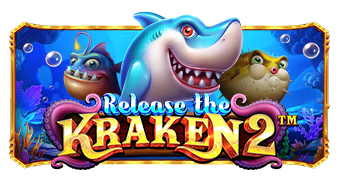 Arte oficial de la tragamonedas Release the Kraken 2 de Pragmatic Play, con el Kraken en estilo caricaturesco
