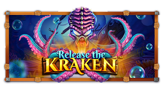 Arte oficial de la tragamonedas Release the Kraken de Pragmatic Play, con el monstruo marino Kraken