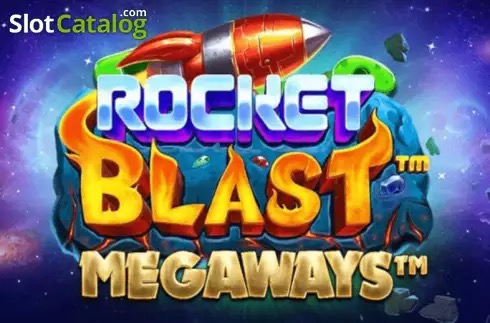 Pantalla de la tragamonedas Rocket Blast Megaways de Pragmatic Play, con alienígenas de caricatura, gemas de colores y un cohete entre los rodillos