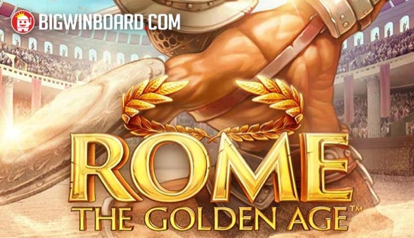 Arte de la tragamonedas Rome: The Golden Age de NetEnt, con columnas romanas y marcos dorados