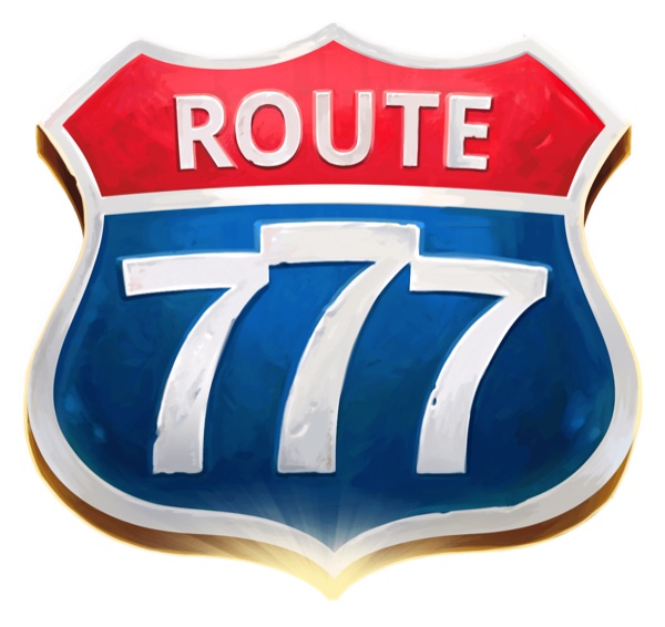 Tragamonedas Route 777 de ELK Studios con panel estilo diner americano retro y símbolos de carretera y señal de la Ruta 66