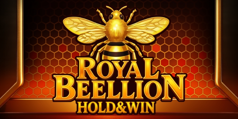 Pantalla de la tragamonedas Royal Beellion Hold & Win de BGaming, con una abeja reina, panal dorado y símbolos clásicos de frutas y 777