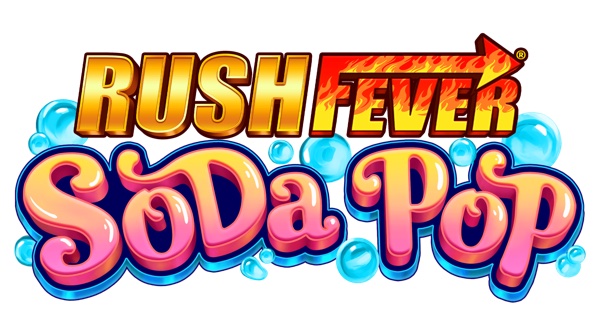 Arte oficial de la tragamonedas Rush Fever Soda Pop de RubyPlay, con botellas de soda estilo años 1950