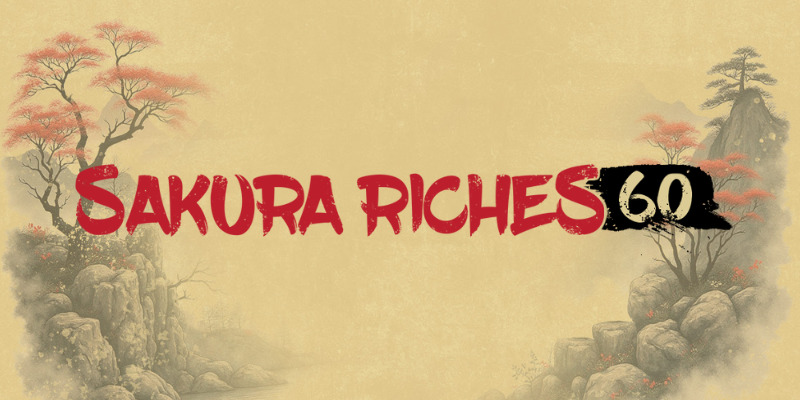Pantalla de la tragamonedas Sakura Riches 60 de BGaming, con flores de cerezo, un farolito Wild y un dragón Scatter