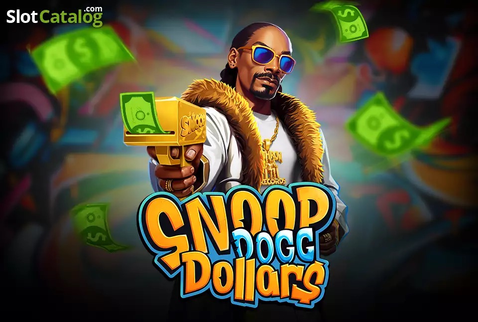 Pantalla de la tragamonedas Snoop Dogg Dollars de BGaming, con el rapero animado y símbolos de calavera y hoja sobre un fondo estilo West Coast