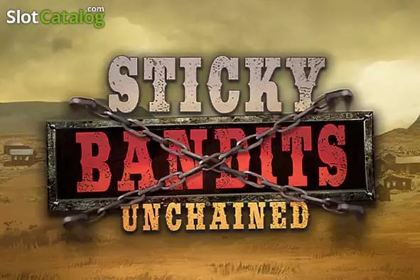 Pantalla de la tragamonedas Sticky Bandits Unchained de Quickspin, con una pistolera del viejo oeste y Wilds colosales en el pueblo de Dustwood