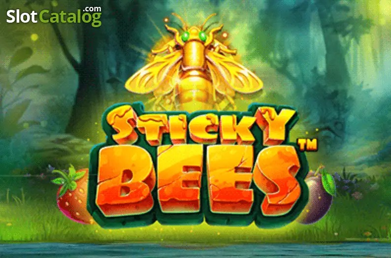 Pantalla de la tragamonedas Sticky Bees de Pragmatic Play, con abejas, panales y frutas en un tablero de 7x7 con mecánica de cluster pays