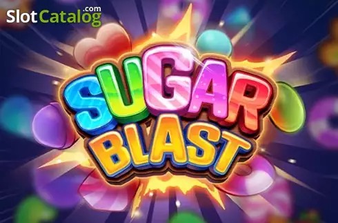 Pantalla de la tragamonedas Sugar Blast de KingMidas Games, con dulces de colores explotando en una cuadrícula 6x6