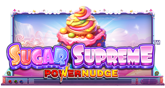 Grid de dulces, cupcakes y caramelos de colores de la tragamonedas Sugar Supreme Powernudge