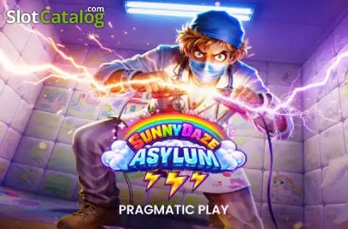 Pantalla de la tragamonedas Sunnydaze Asylum de Pragmatic Play, con ambientación de manicomio abandonado y multiplicadores plateados y dorados