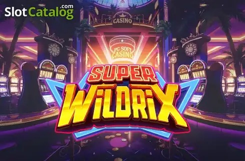 Pantalla de la tragamonedas Super Wildrix de PG Soft, con el superhéroe Wildrix y símbolos clásicos de casino en un tablero de 5x5