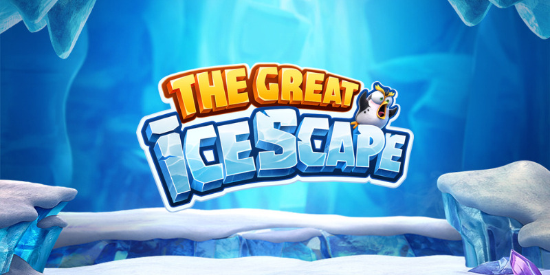 Captura de la tragamonedas The Great Icescape de PG Soft, con personajes congelados en bloques de hielo sobre una cuadrícula de 5x5