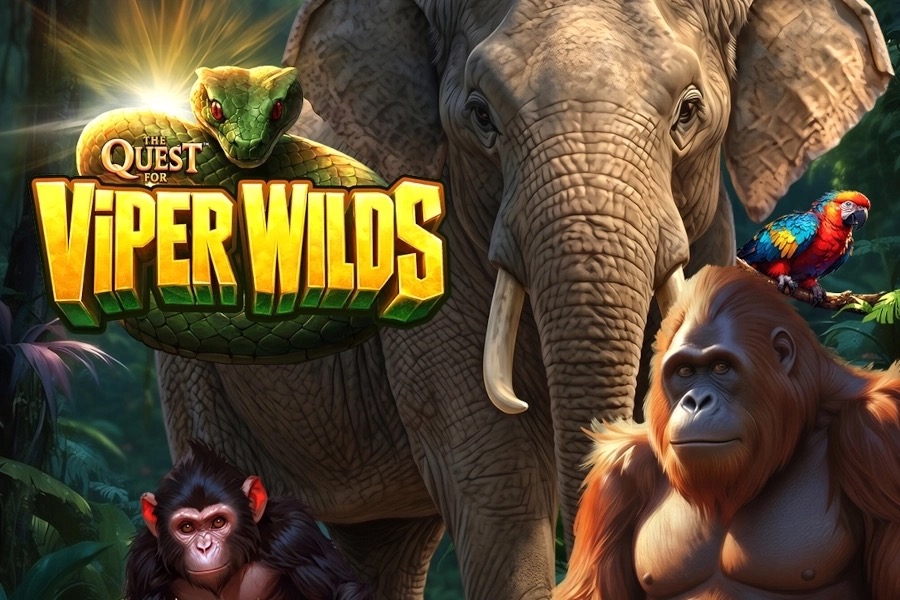 Captura del tragamonedas The Quest for Viper Wilds mostrando el wild expansivo con forma de víbora sobre la selva