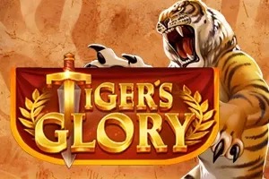 Pantalla de la tragamonedas Tiger's Glory de Quickspin, con un tigre furioso frente al Coliseo romano y columnas clásicas