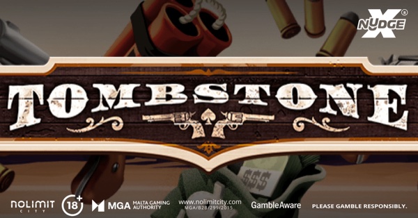 Arte oficial de la tragamonedas Tombstone de Nolimit City, con los pistoleros originales de la saga de lejano oeste