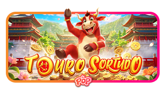 Arte oficial de la tragamonedas Touro Sortudo de Pragmatic Play, con toro y símbolos de dinero