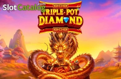 Pantalla de la tragamonedas Triple Pot Diamond de Pragmatic Play, con un Fénix, un Dragón y un Tigre dorados sobre un templo celestial entre nubes