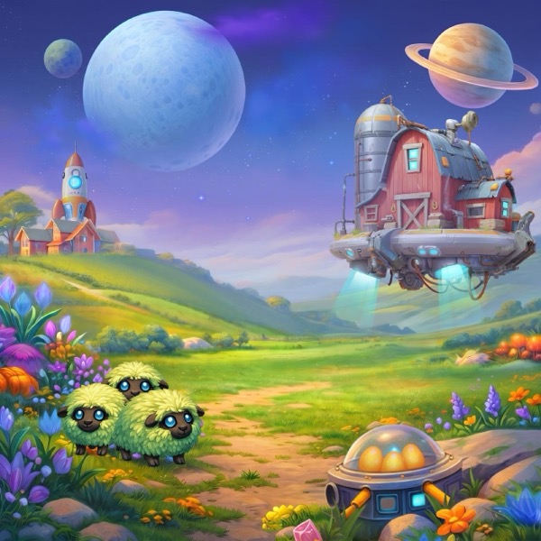 Vacas astronautas del Beef Force enfrentando una invasión alienígena en la tragamonedas Udder Carnage Holy Cow