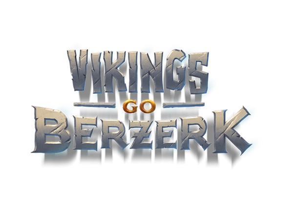 Arte oficial de la tragamonedas Vikings go Berzerk de Yggdrasil, con los cuatro guerreros vikingos en batalla en el mar