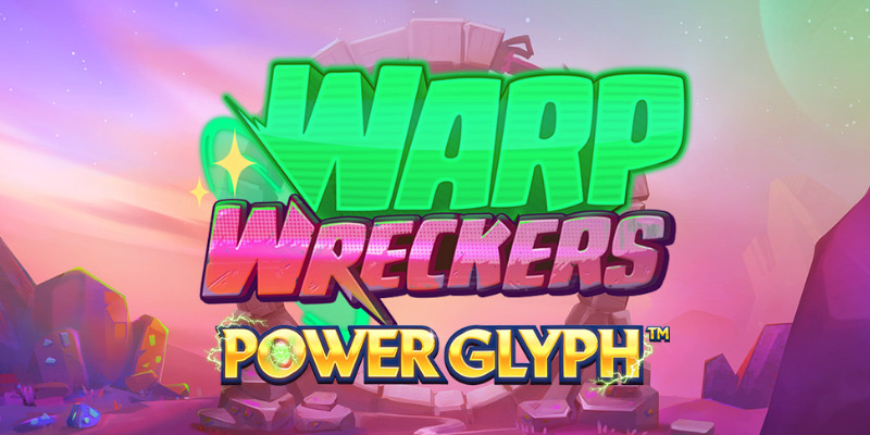 Pantalla de la tragamonedas Warp Wreckers Power Glyph de Quickspin, con robots y glifos de energía morada sobre un planeta alienígena