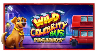 Camión turístico de Wild Celebrity Bus Megaways de Pragmatic Play recorriendo Londres con pasajeros extravagantes en los rodillos