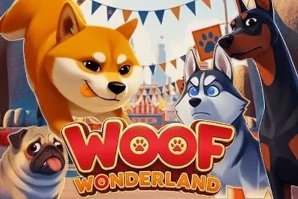 Tragamonedas Woof Wonderland de KA Gaming con perros de bosque y monedas