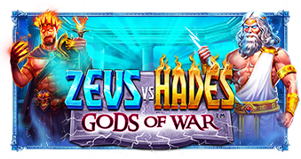 Arte oficial de la tragamonedas Zeus vs Hades: Gods of War de Pragmatic Play, con Zeus y Hades en lados opuestos