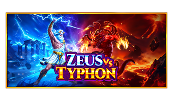 Arte oficial de la tragamonedas Zeus vs Typhon de Pragmatic Play, con Zeus y el titán serpiente Typhon